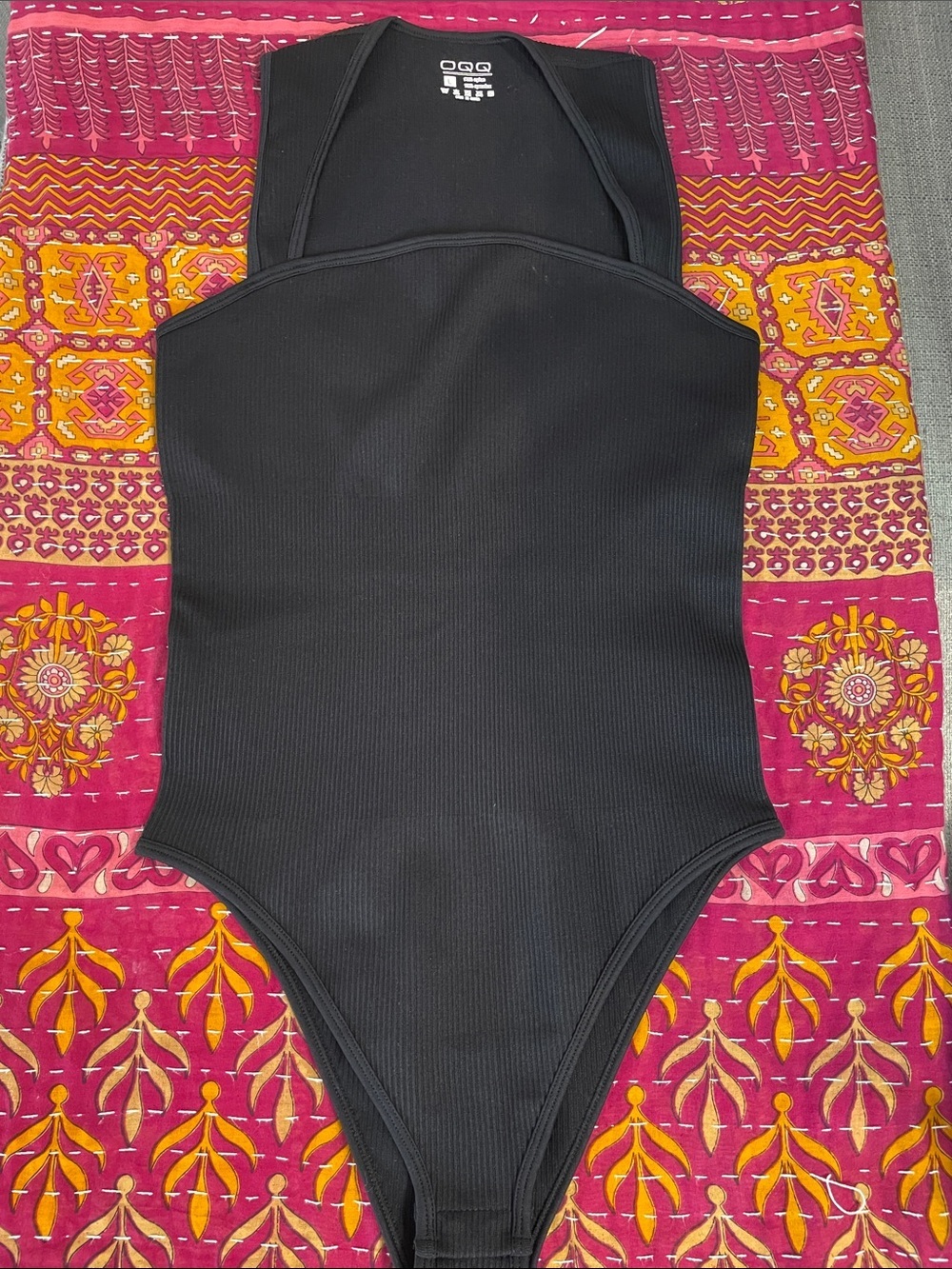 Sleek Square-Neck Ribbed Bodysuit- Black NWOT - Picture 4 of 7